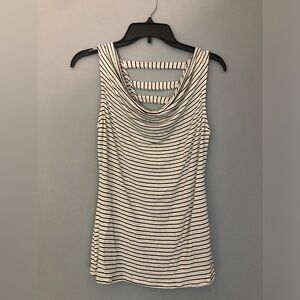 White House Black Market Size XS Cream Beige Black Sleeveless Striped Tank Top